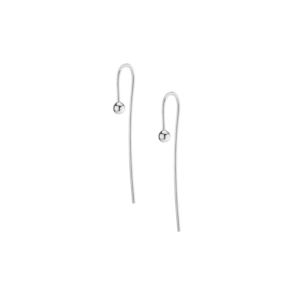 FE0272 925 Sterling Silver Long Gold Ball Hook Earrings