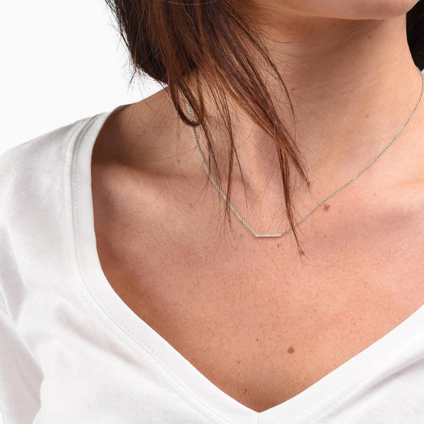 FX0288 925 Sterling Silver Diamonds Line Necklace