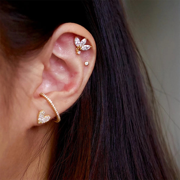 FE0089 925 Sterling Silver Sparkly Marquise Dangle Stud Earrings