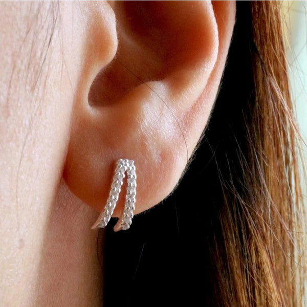 FE0138 925 Sterling Silver Double Sparkle Stud Earrings