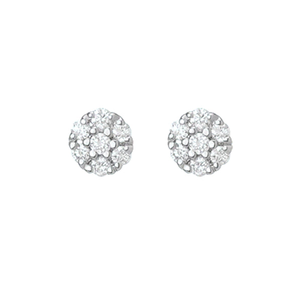 FE0247 925 Sterling Silver Diamond Cluster Stud Earrings