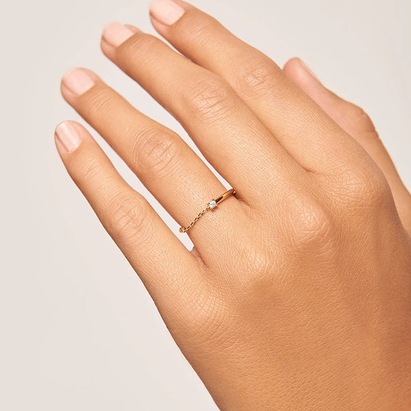 FJ0207 925 Sterling Silver Zircon Chain Ring