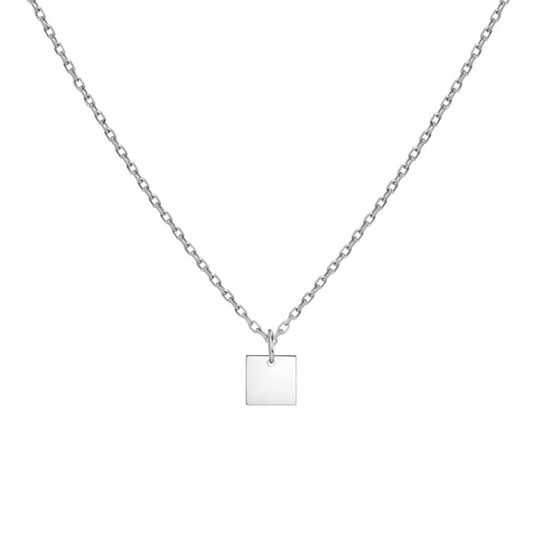 FX0075 925 Sterling Silver Small Square Pendant Necklace