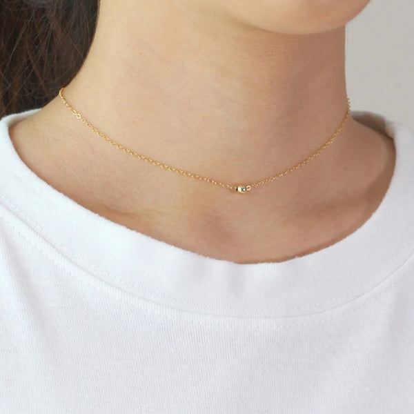FX0022 925 Sterling Silver Ball Gold Choker Necklace