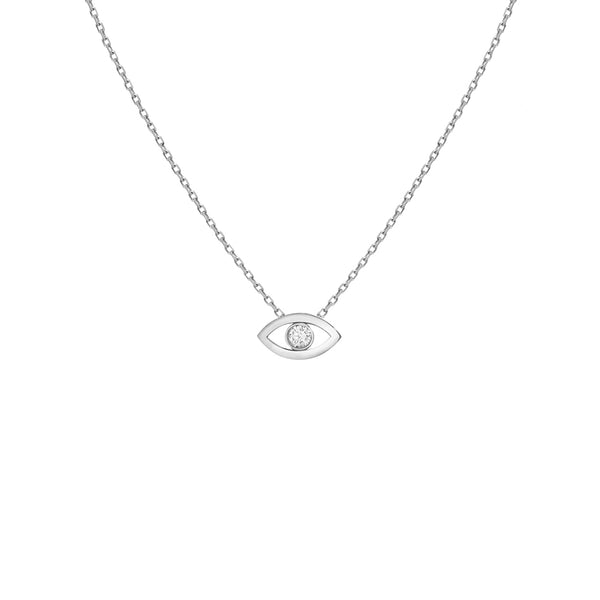 FX0085 925 Sterling Silver Diamond Blue Eye Necklace