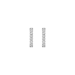 FE0239 925 Sterling Silver Diamond Bezel Eternity Hoop Earrings
