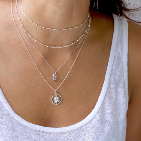 FX0027 925 Sterling Silver Cowrie Shell Necklace