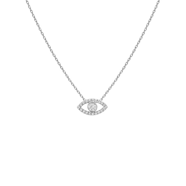 FX0081 925 Sterling Silver zircon Blue Eye Necklace
