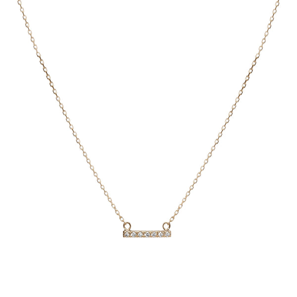 FX0079 925 Sterling Silver Mini Diamond Bar Pendant Necklace