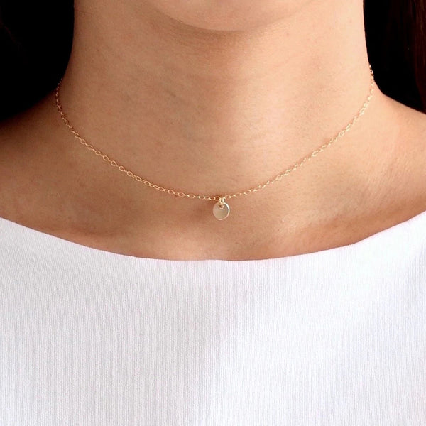 FX0020 925 Sterling Silver Little Disc Choker Necklace