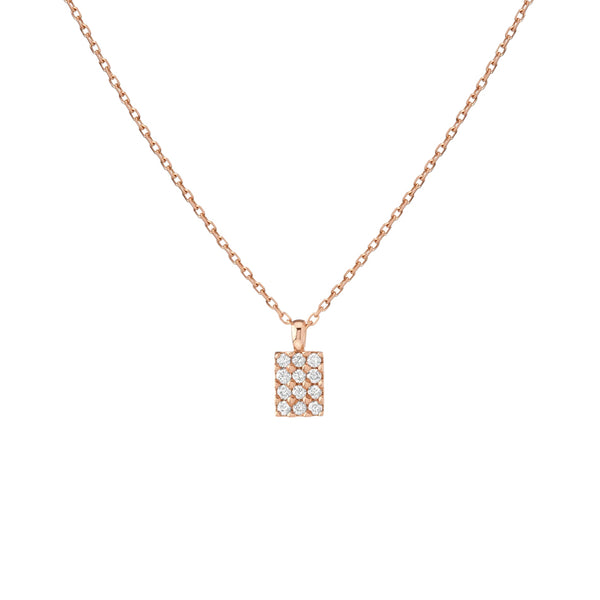 FX0078 925 Sterling Silver Diamond Signet Pendant Necklace