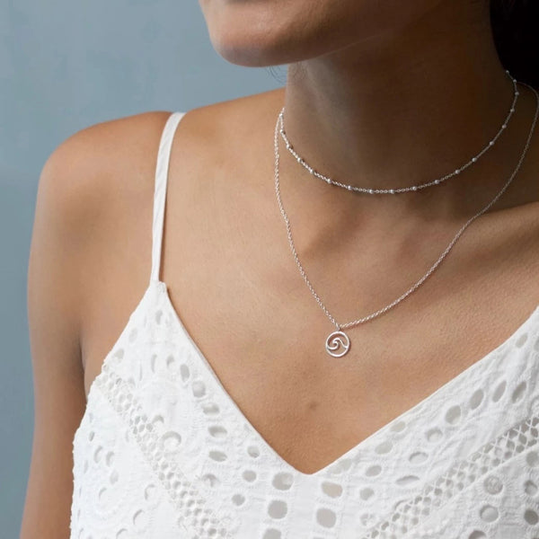 FX0028 925 Sterling Silver Ocean Wave Necklace