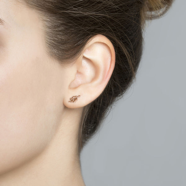 FE0285 925 Sterling Silver Gold Snake Stud Earrings