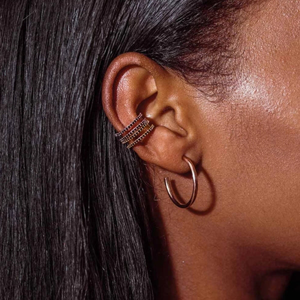 FE0204 925 Sterling Silver Basic Medium Hoop Earrings