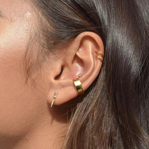 FE0184 925 Sterling Silver Mystic Baguette Spike Drop Stud Earrings