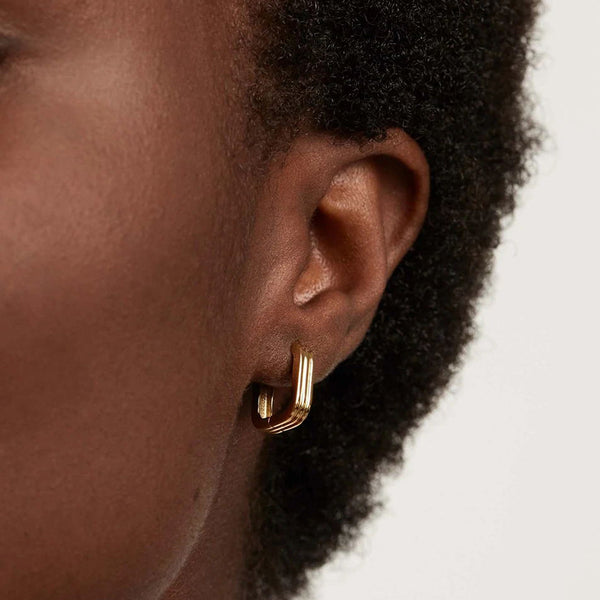 FE1815 925 Sterling Silver Triple Band Huggie Hoops