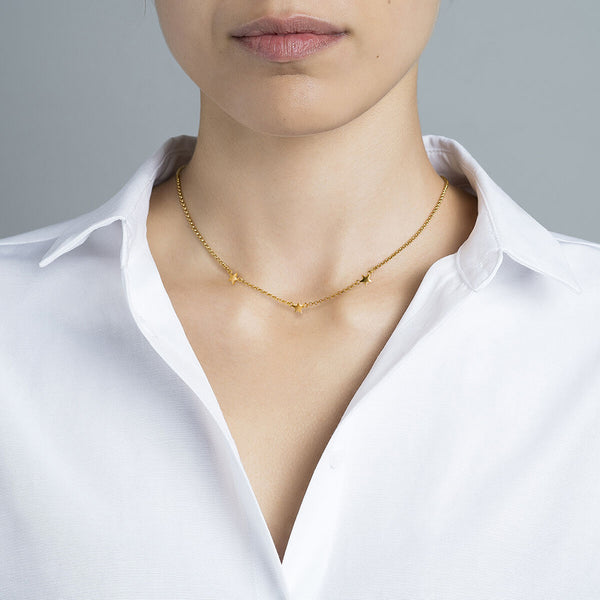 FX0101 925 Sterling Silver Mini rose gold plated stars necklace