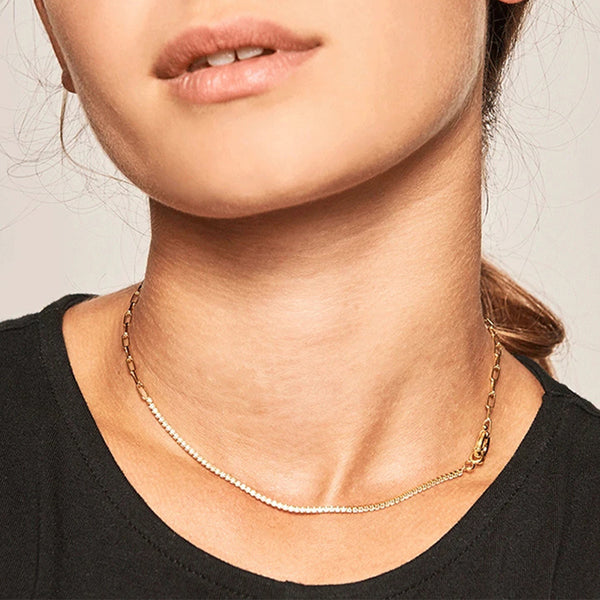 FX0275 925 Sterling Silver Mirage Gold Tennis Necklace