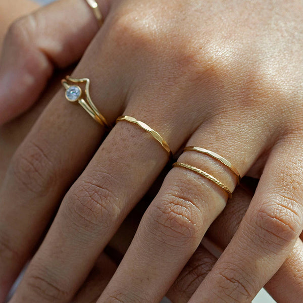 FJ0009 925 Sterling Silver Hammered Band Ring