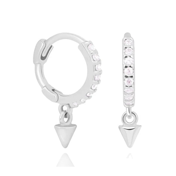 FE0216 925 Sterling Silver Mystic Spike Huggies Earrings