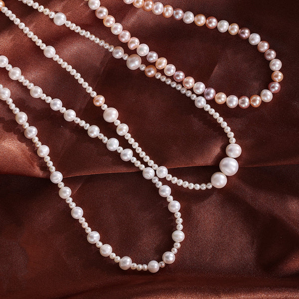 FX0804 925 Sterling Silver Pink Natural Pearl Choker Necklace