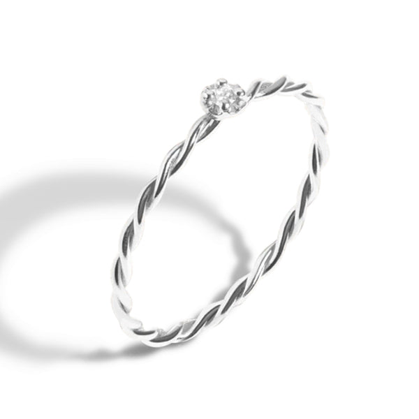 FJ0054 925 Sterling Silver Twist Diamond Ring