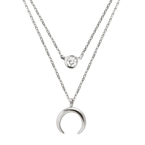 FX0258 925 Sterling Silver Double Layers Necklace
