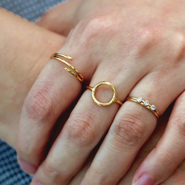 FJ0010 925 Sterling Silver Sparkle Trio Mini Ring