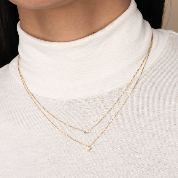 FX0314 925 Sterling Silver Rectangular Diamond Necklace