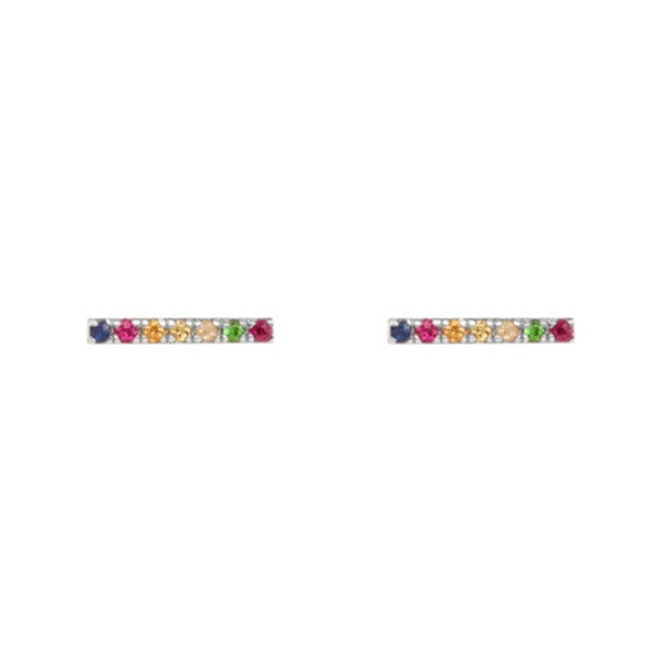 FE0274 925 Sterling Silver Kaleidoscope Midi Gold Bar Earrings