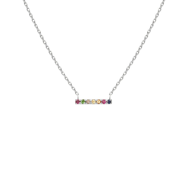 FX0090 925 Sterling Silver Mini Bar Pendant Necklace