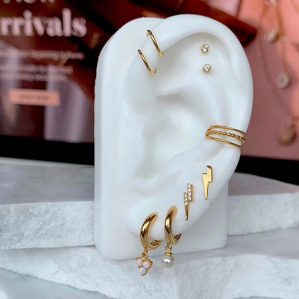 FE0059 Lotus Opal Huggie Earrings