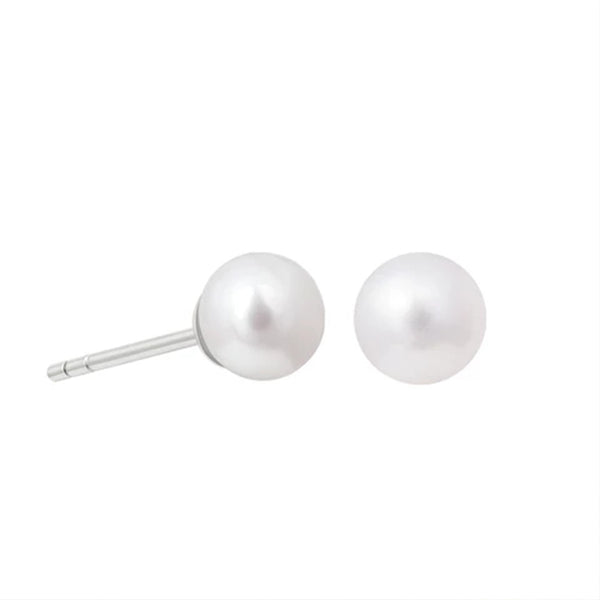 FE0199 925 Sterling Silver Pearl Large Stud Earrings