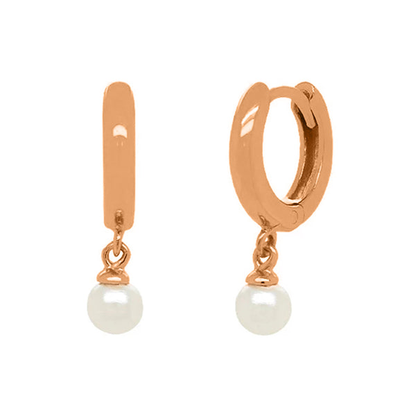 FE0039 925 Sterling Silver Pearl Huggie Earrings