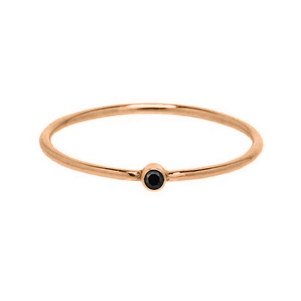 FJ0017 925 Sterling Silver Mini Black Bezel Ring