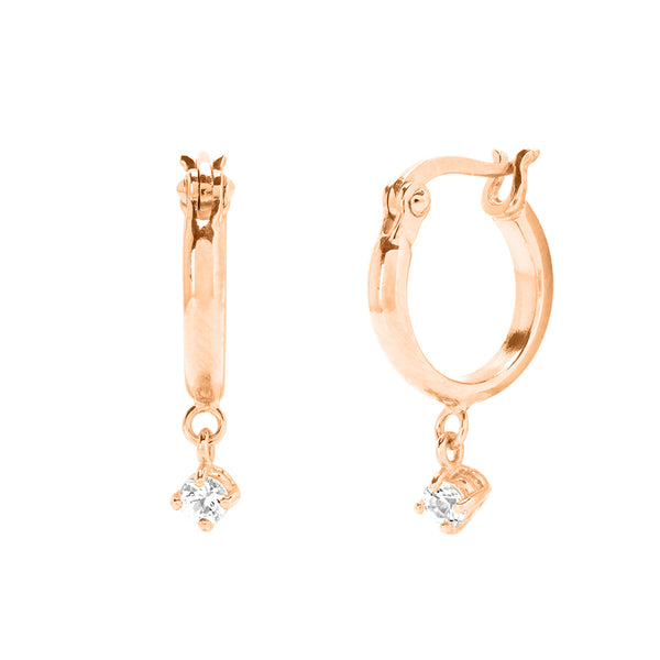 FE0727 925 Sterling Silver Small Zircon Hoops Earrings