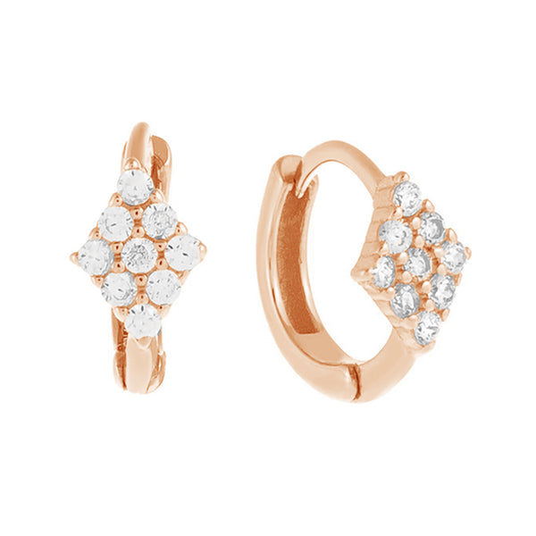 FE0569 925 Sterling Silver Diamond Chain Huggie Earrings