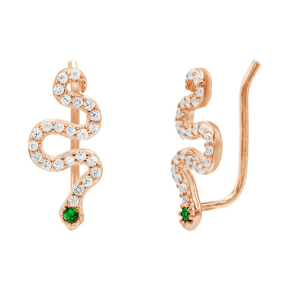 FE0579 925 Sterling Silver Snake Zircon Earrings