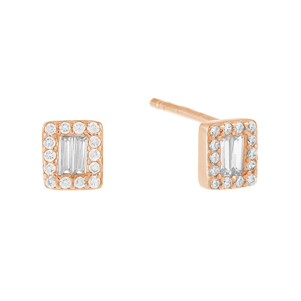 FE0548 925 Sterling Silver Square Zircon Stud Earrings