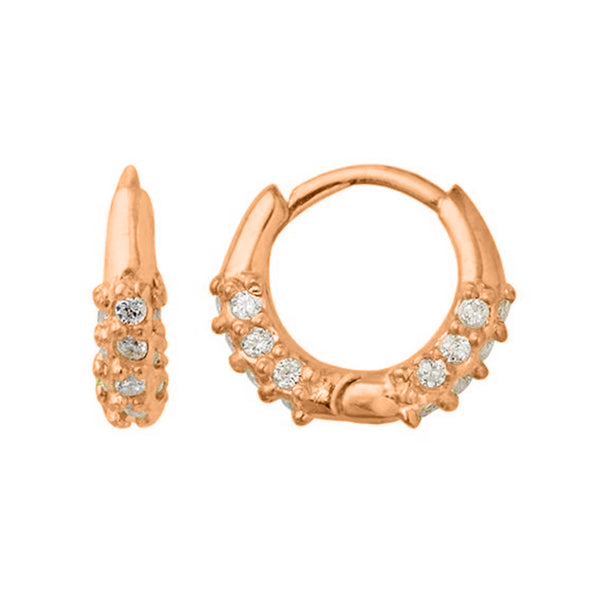 FE0020 925 Sterling Silver Cubic Zircon Huggie Earrings