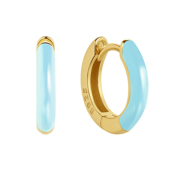 FE1790 925 Sterling Silver Enamel Hoop Earring