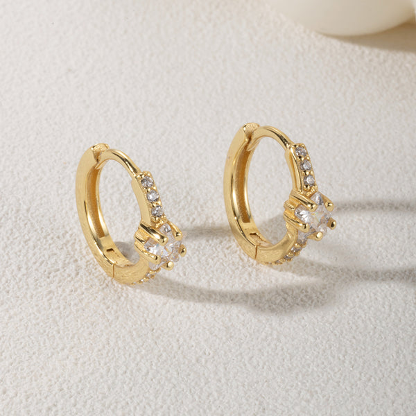 FE1861 925 Sterling Silver Women CZ Hoop Earrings