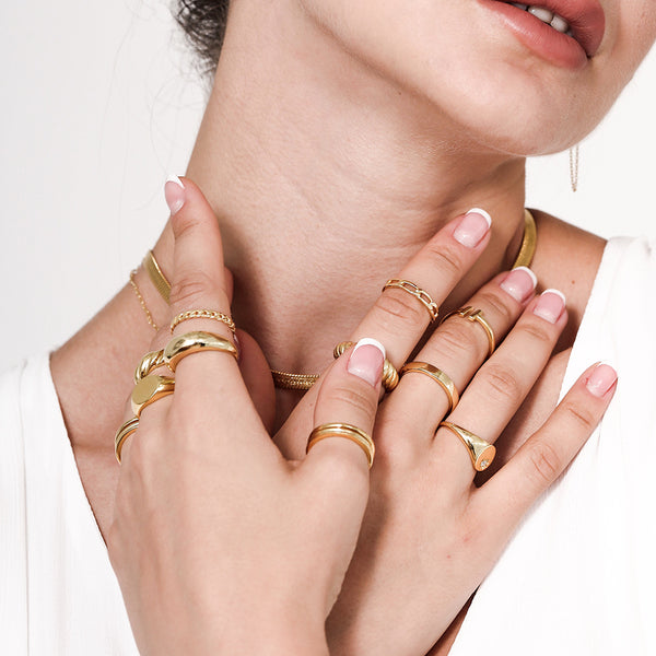 FJ0274 Gold Plated Link Chain Ring