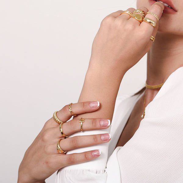 FJ0274 Gold Plated Link Chain Ring