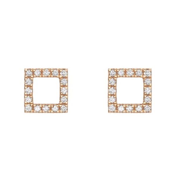 FE0275 925 Sterling Silver Diamond Square Stud Earrings