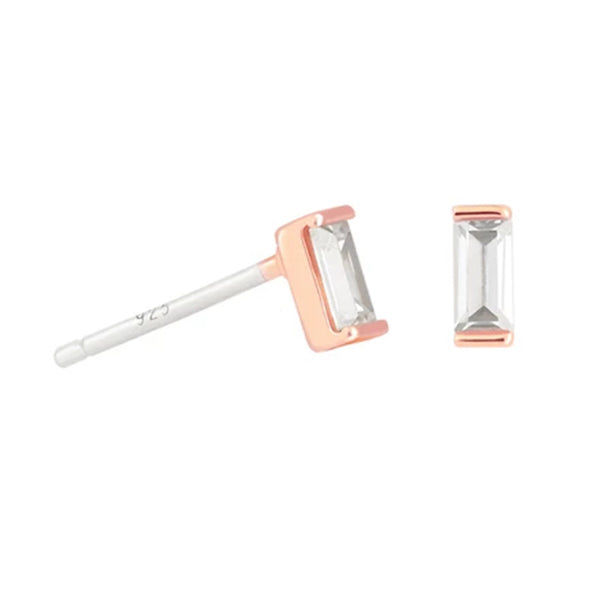 FE0181 925 Sterling Silver Mystic Baguette Stud Earrings