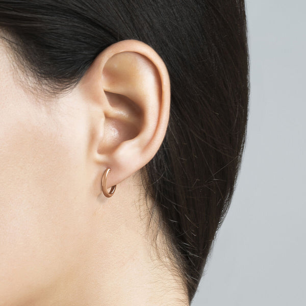 FE0287 925 Sterling Silver Half Circle Hoop Earrings