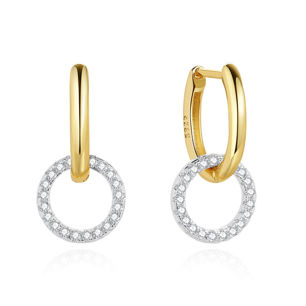 FE1798 925 Sterling Silver Zirconia Interlock Hoop Earring