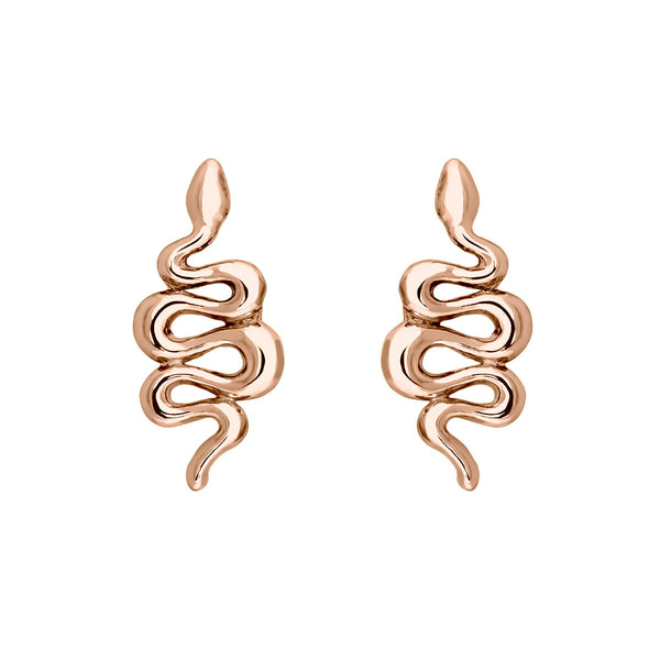 FE0285 925 Sterling Silver Gold Snake Stud Earrings