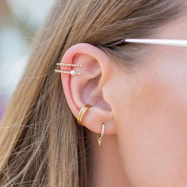 FE0216 925 Sterling Silver Mystic Spike Huggies Earrings